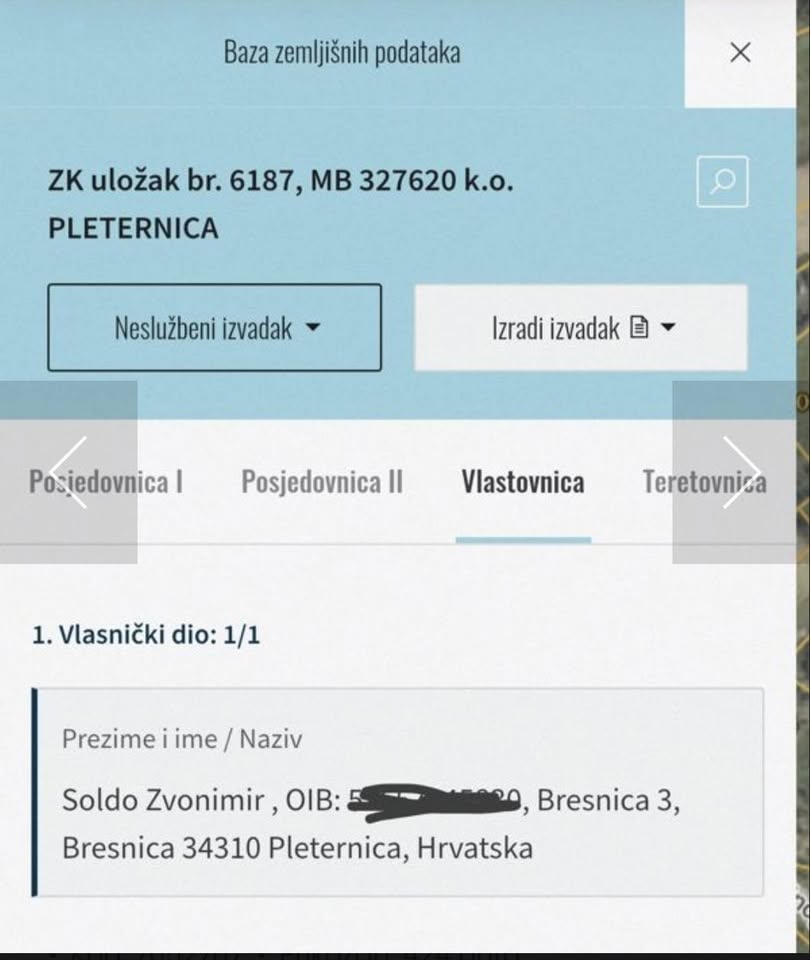 Građevinsko zemljište u Pleternici – 849 m2, Vinogradska ulica