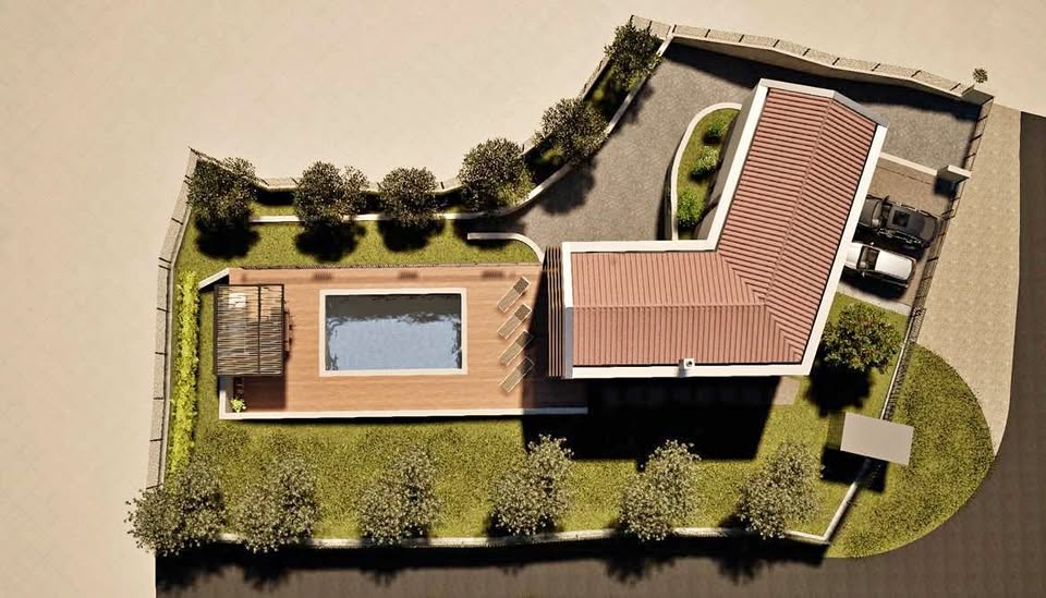Građevinsko zemljište u Humu, Istra – 848 m² s dozvolom, projektom i infrastrukturom