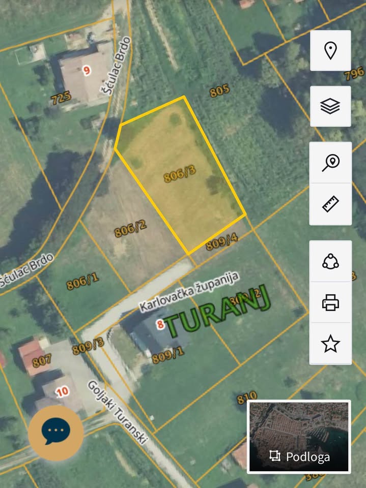 Građevinsko zemljište Turanski Goljaki, Karlovac – 1.214 m² blizu Korane, odlična investicija