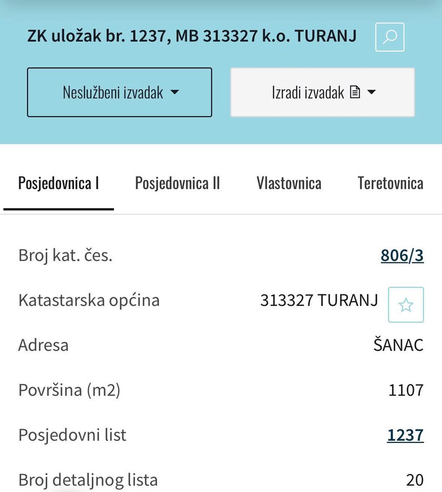 Građevinsko zemljište Turanski Goljaki, Karlovac – 1.214 m² blizu Korane, odlična investicija